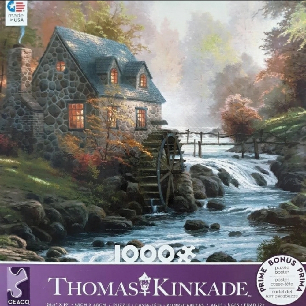 Ceaco Thomas Kinkade Puzzle 1000 Cobblestone Mill used all pieces there Priced